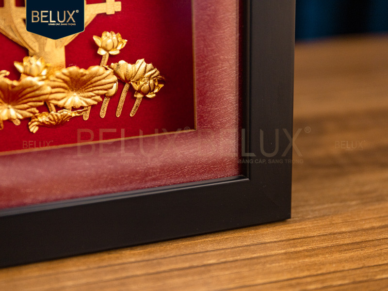 Tranh Chùa Một Cột Dát Vàng 24k 20x18cm